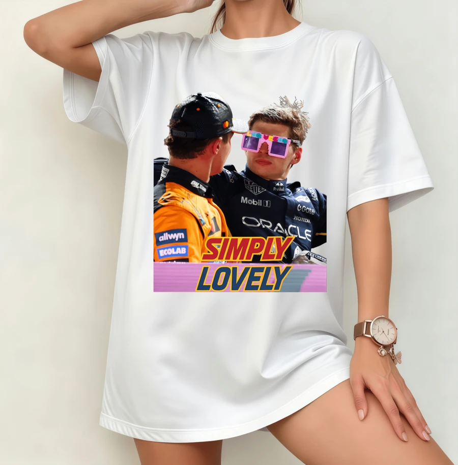 Max Verstap "Simply Lovely" F1 Duopilot T-Shirt | Gender-Neutral Oversized Racing Fan Shirt White - White - View 1
