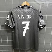 Rea L Madrid Third Grey Soccer Jersey #7 Vini Jr., 2024/25 Football Shirt With La Liga Patches - 灰色 - 查看 2