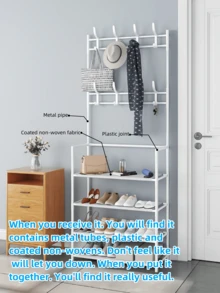 1pc Multi-Functional All-In-One Coat Rack, Shoe Rack, Storage Rack, Movable And Easy To Assemble, Suitable For Living Room, Entryway, Bedroom, Study, Office, Holiday Gift, Christmas Gift, Children's Gift - Multicolor - View 8