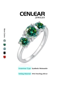 1 chiếc nhẫn Moissanite 2/4 carat, kiểu dáng cổ điển với hợp kim đồng và 3 viên đá quý cắt tròn, thích hợp để đeo hàng ngày và làm quà tặng. - 4 carat - Xem 7