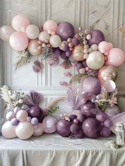 101/202pcs Purple, Sand White And Champagne Gold Latex Balloon Set, Suitable For Birthday Party, Anniversary, Graduation Ceremony, Bridal Shower, Valentine's Day, New Year, Opening Ceremony, Home Decor, Balloon Decor, Party Decor, Photography Props And Still Life Decor