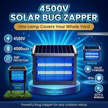 4500V  Solar Insect Killer Lamp, IP56 Waterproof Outdoor Bug Zapper With Auto On/Off, Chemical-Free Mosquito Trap For Backyard & Garden - 8W Black - View 2
