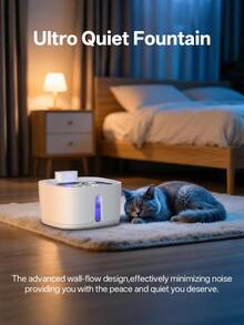 3.2L Wireless Cat Water Fountain With Motion Sensor, Automatic Silent Pet Drinking Dispenser, Rechargeable Battery Powered For Cats And Dogs - White - View 10