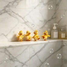 1 miếng dán trang trí bồn tắm có thể tháo rời, hình chú vịt vàng dễ thương đang chơi bong bóng. - Nhiều màu - Xem 1