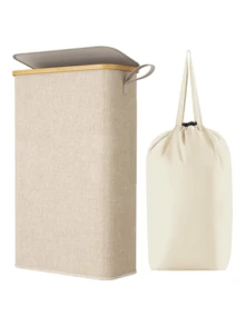 65L Slim Laundry Basket With Lid, Small Foldable Dirty Clothes Storage Bin, Tall Laundry Hamper With Extended Handle For Easy Carrying, Suitable For Bedroom And Laundry Room - Multicolor - View 19