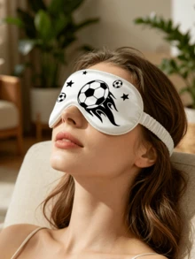 Football Theme Blackout Eye Mask, Soft And Silky, Breathable And Comfortable, Adjustable Elastic Band, Contoured Design, Zero Light Leakage, Relieves Eye Pressure, Suitable For Travel, Home, Napping, Meditation, Office, Night Flights, Suitable For Teens, Girls, Boys, Football Fans, Football Players, Blocks Sunlight, Relieves Insomnia, Soothes Tired Eyes, Improves Sleep Quality Football Eye Mask - A - View 4