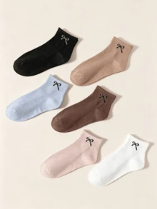 1/5/10 Pasang Kaos Kaki Wanita, Desain Pita Acak Berwarna-warni, Nyaman & Bernapas, Cocok untuk Semua Musim, Kaos Kaki Pendek - MultiWarna - View 2