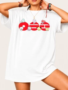 BT21 X  Fan T-Shirt With Miniature Characters, 100% Cotton, Unisex - White - View 1