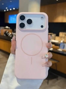 Ốp điện thoại silicon lỏng bóng bẩy sang trọng, tương thích với iPhone 17 Air, 16, 15, 14, 13, 12, 17 Pro Max Plus, kèm nắp mềm từ tính. - Hồng - Xem 2