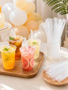 100 piezas de pajitas desechables de boca ancha para té de burbujas, pajitas de plástico envueltas individualmente para batidos, té de burbujas y uso en fiestas - Multicolor - View 2