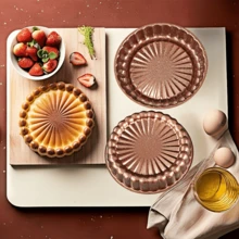 Loyang Tart Bulat Bergelombang Anti Lengket Warna Coffee Gold. Loyang Panggang untuk Pai, Tart & Makanan Penutup, Oven - Peralatan Panggang Dapur dengan Fitur Mudah Dilepas - View 5