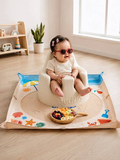 1 tấm thảm cho bé dùng trên sàn nhà và dưới ghế ăn dặm, thảm chống thấm nước, thảm trải sàn có thể giặt được dùng cho bé ăn và chơi.