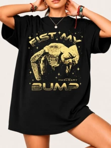 Project Hail Marys Fist My Bump T-Shirt, Gold Science-Fiction Style, 100% Cotton, Unisex - Black - View 1