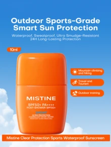 MISTINE Transparent Double Protection Sports Waterproof Sunscreen Lotion, 10g, Waterproof Sunscreen, SPF 50+, Lightweight Non-Greasy Sunscreen Lotion, Suitable For All Skin Types, Waterproof And Sweat-Resistant Formula, Travel Size, Portable Design - 10g - View 1