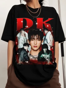Retro DK SESeventeenss T-Shirt, SESeventeenss Right Here World Tour Shirt, SESeventeenss Happy Birthday Shirt, SESeventeenss Nana Tour Members Tee, Printed Sports T-Shirt With Round Neck And Short Sleeves. - Black - View 6