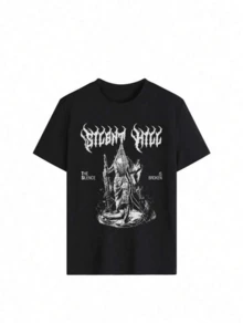 Figura misteriosa con capa y espada representa el despertar del valor frente al miedo reflejando una energía sombría y poderosa que inspira fortaleza interior camiseta de mujer casual moderna cómoda para uso diario - Negro - Ver 8