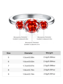 1 chiếc nhẫn Moissanite 2/4 carat, kiểu dáng cổ điển với hợp kim đồng và 3 viên đá quý cắt tròn, thích hợp để đeo hàng ngày và làm quà tặng. - 4 carat - Xem 2