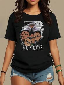 Artistic Portrait With Young Characters Representing Inner Strength And Reflection On Urban Life With Touches Of Humor And Rebellious Attitude. Modern Casual Women's T-Shirt Ideal For Everyday Wear. - 黑色 - 查看 8