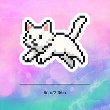 Pixel White Cat Sticker, Cute Aesthetic Sticker, Used To Express "I'm In A Soft And Cute Cat Mood Today", Waterproof Vinyl Sticker - Durable Smooth Surface, Self-Adhesive Bumper Sticker, Suitable For Cars, Windows, Laptops, Trucks, Water Bottles - Multipurpose Durable Design, Car Decal - Vinyl - View 3