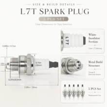 5件套L7T火花塞套装，适用于小型发动机、链锯、割草机和园艺工具维修的简易更换火花塞 - L7T Spark Plug 5pcs - 查看 3