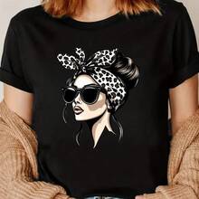 Mujer002|Camiseta de mujer|Enviado desde México|Transpirable de alta calidad|Camisetas|Camisetas holgadas|Camisetas deportivas para actividades diarias|Camisetas deportivas|Camisetas cómodas y transpirables|Camisetas deportivas casuales de cuello redondoC - Negro - Ver 1