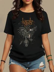Figura de esqueleto alado que se eleva entre engranajes antiguos simbolizando la libertad interior y la fuerza del renacer con detalles metálicos camiseta de mujer moderna casual cómoda para uso diario - Negro - Ver 8