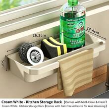 1 Set - Wall-Mounted Kitchen Storage Rack With Sponge Holder And Dish Rack - Durable PP Plastic Space-Saving Sink Storage Rack For Sponge, Soap, Towel - Faucet Mounted, Modern Design, Kitchen Sink Accessories - Multicolor - View 12