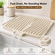 Sloped Silicone Dish Drying Mat, Helps Reduce Wet Countertops And Slow Draining By Guiding Water To The Sink Through A 16mm Slope And Raised Ridges, Keeping Washing-Up Neater, With Heat Resistance Up To 280°C For Kitchen Counters And Sink Areas. - View 6