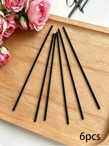 6pcs/Box Natural Fragrance Diffuser Sticks, Steam Diffuser To Create Fresh Home Ambiance, Made Of Ultra-Fine Fiber, Fragrance-Free, Suitable For Spa Centers, Room Decor, Home Accessories - Black - View 3