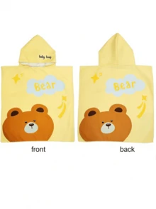 1pc Kids Cartoon Hooded Bathrobe, Cute Cartoon Print, Baby Absorbent Quick-Dry Bath Towel Cloak, Cartoon Hooded Design, Essential For Baby Bath/Swimming/Beach! - Children's Cartoon Hooded Bathrobe - View 10