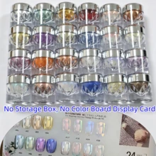 Aurora Magic Mirror Glitter Powder Set, Includes 24 Colored Nail Plates, Storage Box, And 10 Application Tools - Multicolor - View 15