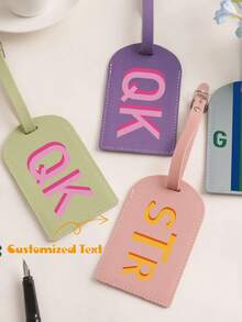 Tag de Bagagem Personalizada com Monograma Sombreado, Tag de Bolsa de Viagem Personalizada, Tag de Identificação com Inicial, Presente para Viajantes, Tag de Mala, Lembrança de Casamento para Viajantes, Tag de Bagagem, Tag de Mala, Presente para Viajantes, Tag de Identificação com Inicial, Lembrança de Casamento, Tag de Bagagem de Couro, Tag de Bagagem com Monograma, Tag de Bagagem Personalizada - Multicolorido - Visão 1