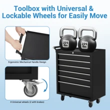 Tool Chest With Wheels For 6 Drawers, Tool Box With Wheels, Portable Tool Cabinet Organizer With Locking System And Drawer Liners - A - 查看 3