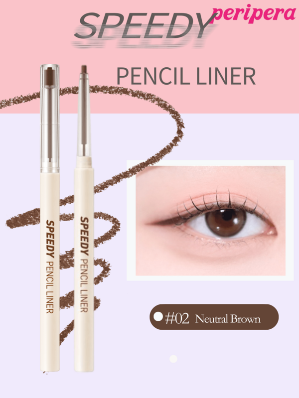 Peripera K-Beauty Effective Eyeliner Pencil, Gel-Like Eyeliner Pencil, 2mm Fine Tip, High Pigmentation, Rich Color, Smooth Texture, Long-Lasting, Matte Finish, Waterproof, Sweat-Proof, Suitable For Daily And Korean Makeup