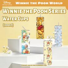 Disney 1 pieza Termo recto, impreso con el patrón del personaje Winnie the Pooh, botella de agua aislada de acero inoxidable con pajita, 600ml, en caja con código anti-falsificación - Winnie - Ver 1