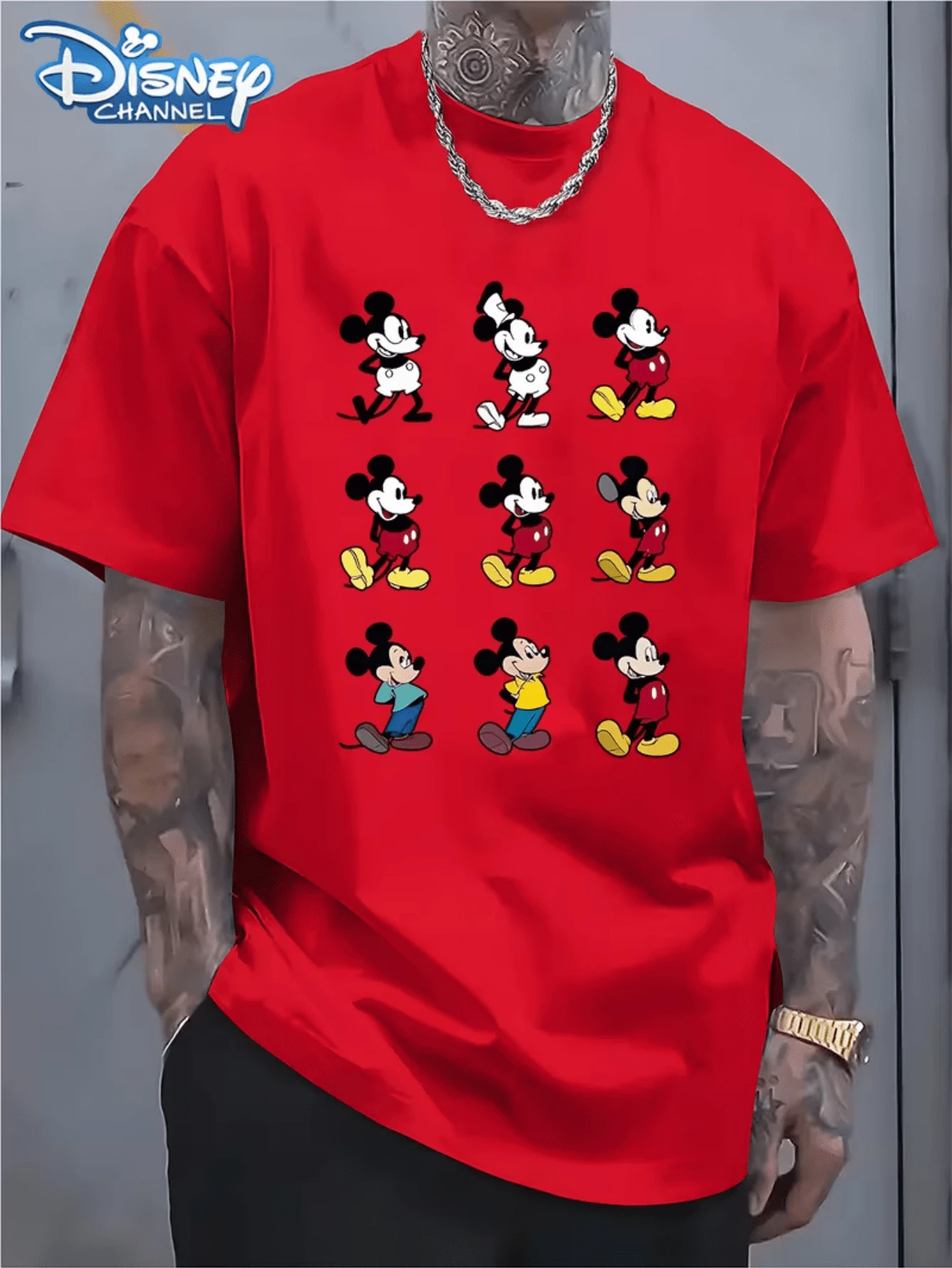 (Disney Licensed T Shirts)Disney Mickey Mouse 9 Styles Evolution Graphic Tee Men's Oversized Crew Neck Short Sleeve T-Shirt, Casual Streetwear With 9 Different Vintage Mickey Designs Print, Classic Disney Character Evolution Loose Fit Casual Top, Mens Clothes, Men, Ropa De Hombre, Summer Clothes, Men Shirts, Graphic Tees, Disney Outfits Men, Graphic Tees, Camisetas Para Hombre, Camisas Para Hombre, Summer Outfits For Men, Father's Day Gift, Perfect Gift For Family And Friends, Which Are Necessary For Birthday Parties, Disney Shirts, Mens Clothes, Summer Clothes, Officially Licensed Disney T-Shirts, Disney Men's And Women's Spring/Summer Fashion Casual Short-Sleeve T-Shirts, Disney Top - Đỏ - Xem 1