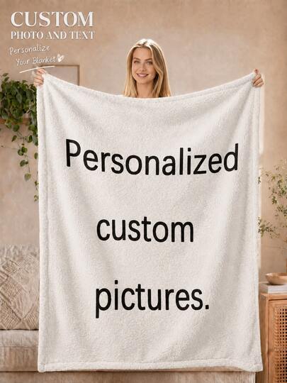 1pc Customized Personalized Flannel Blanket - Soft, Lightweight, Comfortable - Perfect Gift For Adults, Valentine's Day Or Any Occasion - Machine Washable, Year-Round Comfort, Personalized Blanket, Office Nap Blanket, Air Conditioning Blanket, Photo Blanket, Father's Day Gift For Dad, Bedding Blanket, Custom Picture Blanket ,For Family, Mother's Day Gift