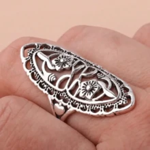 1pc Elegant Flower Design Alloy Adjustable Ring For Women, Fashionable Party Jewelry, Ideal Gift For Wedding & Anniversary, Stackable Comfort Fit Ring - 銀色 - 查看 11