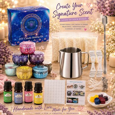 DIY Candle Making Tool Kit, Aromatherapy Scented Candle Handcraft Mixing Gift Set With Material Tools