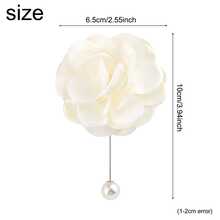 1pc Elegant Faux Pearl Ivory Flower Lapel Pin Brooch Accessory For Men's Suit, Wedding - Cream - View 11