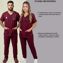 Unisex Scrub Set Surgical Uniform Pajamas Cool Mesh - Granate - Ver 5