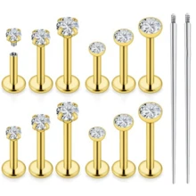 Khuyên tai ren trong mặt phẳng 16G, khuyên mũi, khuyên môi, khuyên sụn tai, nút bịt tai bằng thép không gỉ 316L, trang sức xỏ khuyên unisex. - Khuyên môi có ren - Xem 7