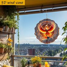 1 st 3D "Phoenix Rebirth" 25x25 cm med roterande krok, 360° gör-det-själv kreativ vindsnurra för uteplats och heminredning (hänge ingår ej), slumpmässig stil - Flerfärgad - Visa 7