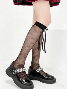1/3 pares de calcetines de estilo Lolita con lazo de cristal delgado y versátil para el verano - Multicolor - Ver 7