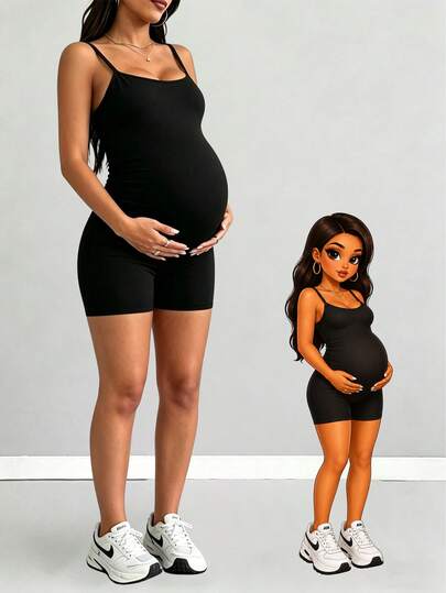 Mono de maternidad Parara, mono casual cómodo para todas las estaciones, adecuado para deportes, citas, uso diario y Halloween en color negro