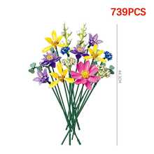 835片彩色花束主题积木，袋装DIY组装3D仿真花玩具，多种款式可选，包括彩色花束、昙花、雏菊、紫色兰花和紫色花束。是花卉爱好者的理想之选，锻炼空间思维和反应能力。非常适合作为家居桌面装饰、生日礼物和情侣纪念品。 - 多色(袋裝) - 查看 15
