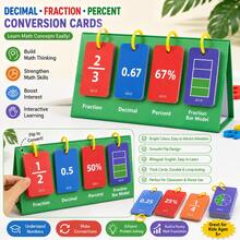 Lachilly Double-Sided Fractions And Equivalency Flip Chart Fraction Decimal Percent Conversion Flash Cards For Kids, Math Learning Cards With Visual Fraction Models, Math Manipulatives Educational Montessori Math Toy For Classroom & Homeschool - Multicolor - View 3