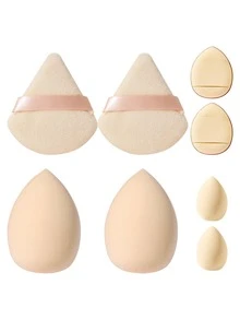 Bộ dụng cụ trang điểm 13 món bao gồm: 3 bông mút trang điểm + 3 bông phấn tam giác + 3 bông mút trang điểm mini + 3 bông phấn dạng cushion mini + 1 dụng cụ vệ sinh cọ trang điểm. - Nhiều màu - Xem 12