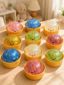 1 pieza Nuevo juguete de apretón suave con forma de bollo al vapor con cara sonriente para alivio de la presión, decoración del hogar, regalo interesante - Multicolor - Ver 8