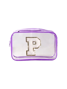 1pc Transparent PVC Portable Storage Bag With A-Z Letter Towel Embroidery Pattern, Large Capacity Cosmetic Organizer Box/Case, Waterproof Design With Zipper, Multifunctional Makeup Bag, Beauty Bag For Storing Lipsticks, Makeup Brushes, Skincare Products, Phones, Coins And Various Small Items, Suitable For Home And Vacation, Travel Essential, Ideal For Holiday Trips And Back To School - Multicolor - View 23